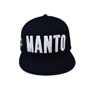 Cappello Snapback <span class=keywords><strong>Nero</strong></span> in Cotone con Visiera Piatta, Ricamo 3D in Rilievo <span class=keywords><strong>MANTO</strong></span> Bianco, Cappello da Baseball Stile Street - Product Image 1