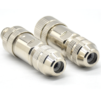 Conector de alimentación a prueba de agua M12, enchufe hembra de 4 pines y enchufe macho tipo DIN con terminación de tornillo