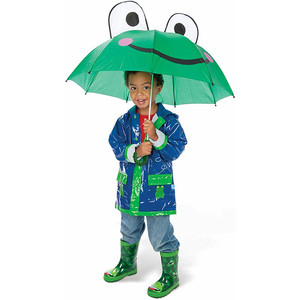 RPET Polyester Eco Material Kids Boys Girls Lovely 3D Green Frog Sun Rain Anti-UV Windproof Pop-up <strong>Umbrella</strong> for <strong>UK</strong> - Product Image 2