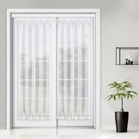 Rideaux blancs semi-transparents pour porte française, rideau en gaze douce et écologique