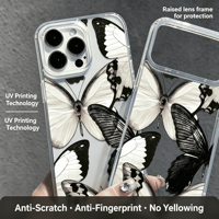 Coque transparente en TPU avec collage artistique de papillons aquarelle, étui de téléphone mignon et souple antichoc pour iPhone 17 16 15 14 13 Pro Max