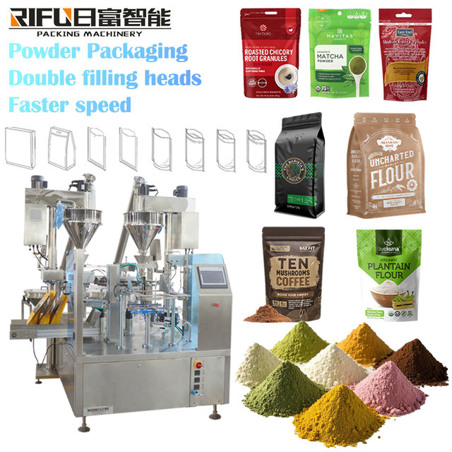 Doypack Pouch Premade Bag Powder Packaging Machine for 10g-5kg Corn Flour Grains Spices Chili Curry Coffee Protein Milk Powder