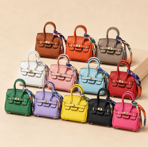 Luxury <b>Mini</b> PU Leather Bag Keychain Openable Portable Storage <b>Pouch</b> Creative Small Coin Purse Bag Pendant Car Key Chains Pendant - Product Image 1