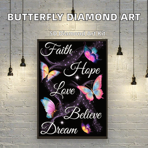 Kit Pittura Diamante per Adulti: Farfalla con Testo Artistico, Fai da Te, Diamanti Rotondi - Product Image 2