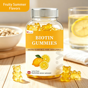 <strong>Prime</strong> 10000mcg Healthy Candy Hair Skin Nails Growth Beauty Wellness Gummy <strong>Lemonade</strong> Lemon <strong>Flavor</strong> Biotin Gummies with Vitamin C - Product Image 1