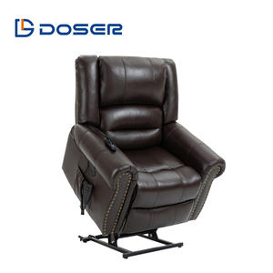 DOSER Transitional Home Power Lift Relaxsessel für Senioren, flach liegend, stufenlos verstellbar, mit Wärme- und Massagefunktion, Holz-Leder-Polsterung - Product Image 1