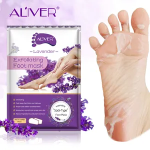 ALIVER Private Label Exfoliating Calluses Footmask Baby Soft Feet Skin Care Peeling Smooth Relaxing Lavender Foot Peel Mask