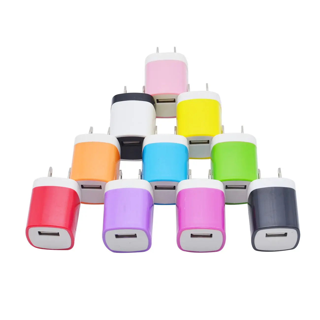 Изготовленные на заказ цветные недорогие зарядные устройства с одним USB-портом, 5 Вт, 5 В, 1 А, настенное дорожное мини-зарядное устройство