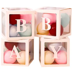 Set, Cajas De Bebé Con Letras Para Baby Shower, 4 Cajas De Globos  Transparentes Con Letras Para Decoraciones De Revelación De Género,  Cumpleaños, Boda