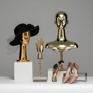 Cabeza de Maniquí de Plástico Cromado con Base Metálica, para Exhibición de Pelucas, Sombreros, Aretes y Bufandas - Product Image 2