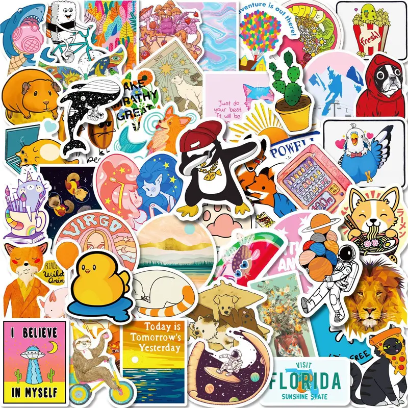 2022 new products 50 small fresh animal stickers cute children cartoon pet cute stickers wholesale kawaii
