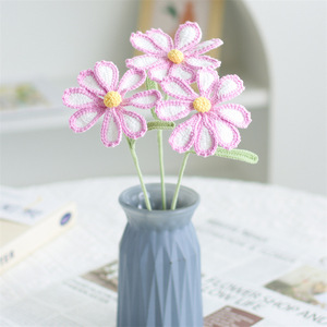 Hecho a mano de punto tejido <span class=keywords><strong>Artificial</strong></span> solo Galsang <span class=keywords><strong>Flor</strong></span> Crochet para Año Nuevo Pascua Día de San Valentín regalos amigas - Product Image 6