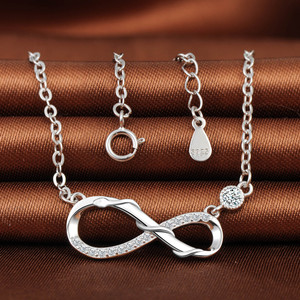 S925 Plata Cubic Zirconia Serpiente Entrelazado Infinito Símbolo Collar de plata pura Collar de oro - Product Image 6