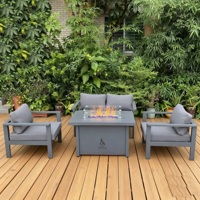 Table de foyer au gaz rectangulaire en aluminium de 46 pouces avec canapés