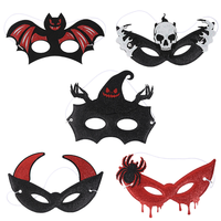 Masque de mascarade d'Halloween, motif chauve-souris et crâne, demi-visage, pour fête d'Halloween, décoration de fête, masque d'horreur, semi-fait main en caoutchouc