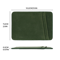 Porte-cartes RFID en cuir véritable ultra fin vintage avec logo personnalisé et sangle élastique pour l'argent, portefeuille minimaliste