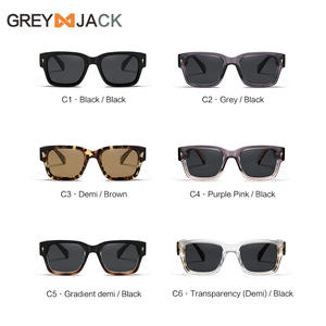 Lunettes de soleil carrées Greyjack, monture PC, UV400, polarisées, unisexes, type 3, pare-soleil, verres noirs, matériau TAC - Product Image 1