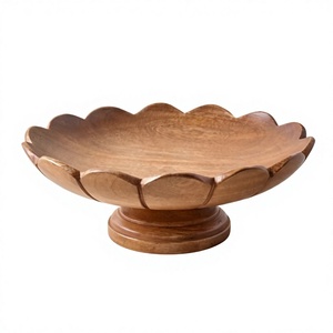 Bol de présentation de fruits en bois d'acacia poli, vintage, écologique, fait main, léger, pour centre de table, service de repas, maison - Product Image 2