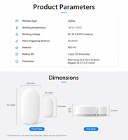 Sensor de Puerta Zigbee al por Mayor, Interruptor de Contacto Magnético, Dispositivo de Seguridad Inteligente para el Hogar Estándar Tuya/Zigbee, OEM ODM