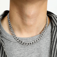 Collier chaîne cubaine Miami RQ pour femme, 9 mm, couleur or, serti de strass glacés, collier chaîne cubaine pour rappeur, pour homme