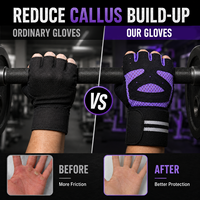 Gants de fitness demi-doigts avec support poignet, respirants, antidérapants en microfibre alvéolée pour musculation, cyclisme, entraînement hommes et femmes