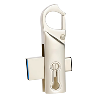 Clé USB OTG double interface en gros, rotative, en métal, avec mousqueton, type C, pour stockage de données
