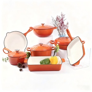 <span class=keywords><strong>Ensemble</strong></span> de casseroles et poêles en fonte émaillée antiadhésive, 11 pièces, avec couvercles, pour tous types de cuisinières, idéal pour la cuisson du pain au levain - Product Image 5