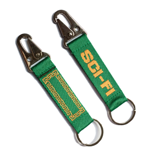 Manufacturer's Free Sample Custom Printed Short Fashion Keychain Woven Logo Jacquard Hook Promotional <strong>Cheap</strong> Customized Key <strong>Chain</strong> - Product Image 5