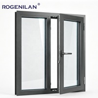 Fenêtre à battant en aluminium insonorisée de style américain Rogenilan, double vitrage Low-e, pour l'extérieur des maisons