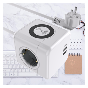 2026 Cube Design Wireless Charger Power Strip 3ways with <b>USB</b> 2A1C CE ROHS EU Standard <b>Extension</b> Cord - Product Image 6