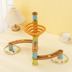 UDEAS Juego de Madera para Niños, Juego de Carreras de Canicas, Laberinto de Bolas, Juguete de Construcción