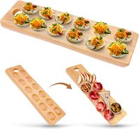 Holzplatte für Gefüllte Eier, Beidseitig Nutzbare Holzplatte für Gefüllte Eier, Holz-Charcuterie-Brett, Holz-Serviertablett für Partys