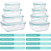 Boîte à lunch en verre à haute teneur en borosilicate Boîte à bento domestique Compartiments pour micro-ondes Bol de conservation avec couvercle