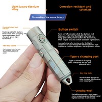 [Logo personnalisé] Lampe torche miniature EDC ultra-fine en alliage de titane rechargeable haut de gamme, torche à LED tricolore pour porte-clés, idéale pour les déplacements