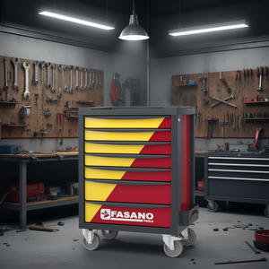 Fasano Tools 7 <b>Drawer</b> Tool Cart Red Yellow Rolling Storage Cabinet <b>Workshop</b> Organizer - Product Image 3