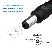 Cable de Extensión de Alimentación de Bajo Voltaje Personalizado USB 2.0 a CC 5.5x2.1mm, 0.5-3A, 1-3m, Conductor de Cobre, Aislamiento de PVC