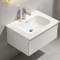 Vasques de salle de bain en céramique à bord fin et minimaliste, lavabos rectangulaires pour projets hôteliers et d'appartements
