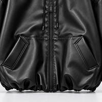 Veste en cuir PU noire à capuche pour homme, surdimensionnée, zippée, style bomber, streetwear, vêtements d'extérieur, OEM ODM