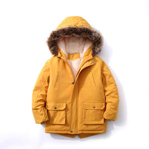 Manteau d'hiver décontracté pour garçon avec <span class=keywords><strong>capuche</strong></span> en <span class=keywords><strong>fourrure</strong></span>, rembourré et imperméable, fermeture éclair longue, veste chaude en coton épais, vêtements d'extérieur pour enfants - Product Image 3