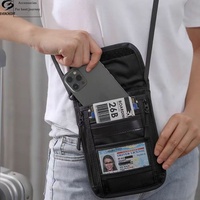 Dompet Selempang Multifungsi Anti-RFID untuk Paspor, Kartu Identitas, Ponsel, Bahan Nylon Kasual untuk Pria, Tas Selempang Fashionable untuk Perjalanan