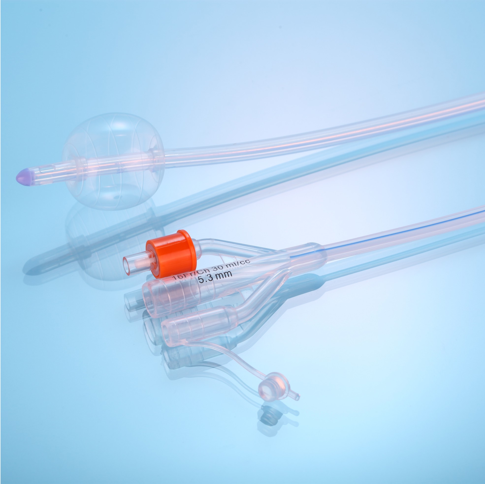 Fábrica Catéter urinario de triple lumen de silicona 100% desechable Catéter de Foley de silicona de 3 vías