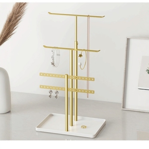 Jewelry Stand Organizer, 32cm Tall Sturdy Metal, 3-Tier Jewelry Holder for Necklace, <b>Earring</b>, Bracelet, Ring, Hanger for Display - Product Image 2