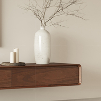 Meuble TV Moderne Noyer Design Suspendu Bois Massif Unité Multimédia pour Salon Support de Rangement Meuble Maison Hôtel