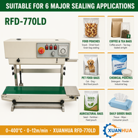 Machine de scellage à bande horizontale continue XUANHUA RFD-770LD, machine de scellage thermique pour sachets en plastique, sacs alimentaires, 0-12m/min, 0-400 degrés