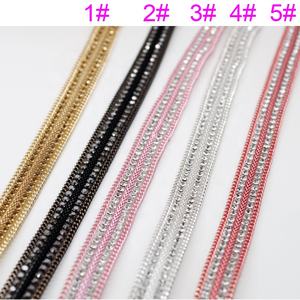 Prix <span class=keywords><strong>d</strong></span>'usine Bande de garniture thermocollante en maille de cristal avec motif chaîne en laiton et strass pour vêtements, chaussures, sacs, vente en gros - Product Image 6