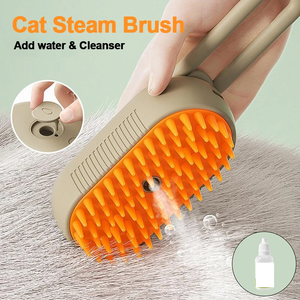 2024 multifonctionnel rotatif chat toilettage vapeur brosse épilation pour animaux de compagnie pulvérisation Massage peigne 3 en 1 auto-nettoyant vapeur chat brosse - Product Image 3