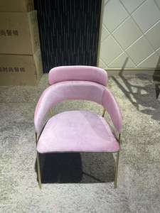 Café Meubels Groen Fluwelen Stof Nagel Salon Stoel Fauteuil Goud Been Roestvrij Staal Fast Food Eetkamerstoelen Voor Restaurant - Product Image 3