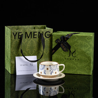 Tasse à café en céramique de luxe vintage, motif floral, coffret cadeau haut de gamme pour l'inauguration de la maison, anniversaire, goûter, utilisation au café