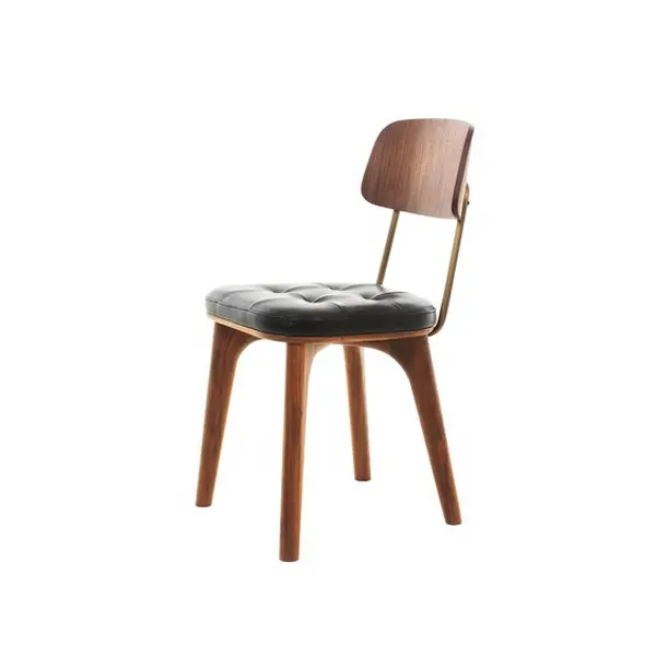Moderna in legno massiccio sedia ristorante con il nero di cuoio DELL'UNITÀ di elaborazione sedile sala da pranzo in legno imbottita sedia laterale