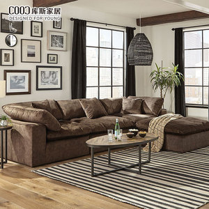 Phòng khách hiện đại góc đám mây sofa Set đồ nội thất sang trọng màu nâu vải couch cắt Modular đám mây sofa - Product Image 3